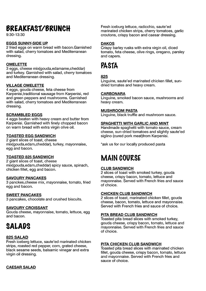 menu